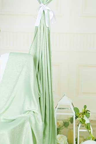 Sherway 2 Panels 4.8 Feet X 10 Feet Light Green Thick Satin Wedding Backdrop Drapes, Non-Transparent Window Curtains For Party Ceremony Stage Decoration #TOP3