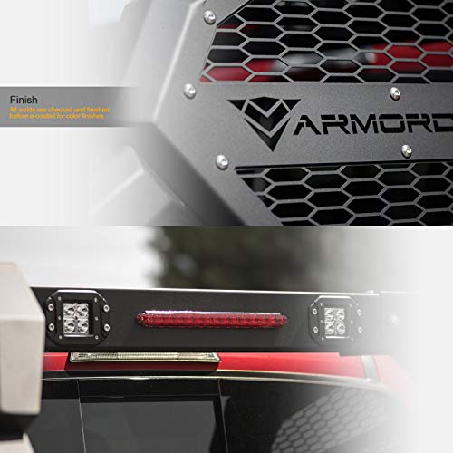 Armordillo 642167818786 Universal Adjustable CR2 Chase Rack Truck Bed Roll Bar with 3rd Third Brake Light & 2x LED Work Lamps Bars & 2x 12Cree LED Fog Light Bars - Matte Black