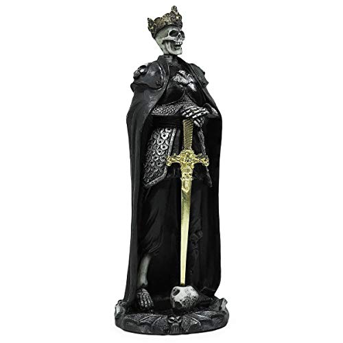 Esqueleto Caveira Guerreiro Soldado C/Espada Metal Resina (Preto)
