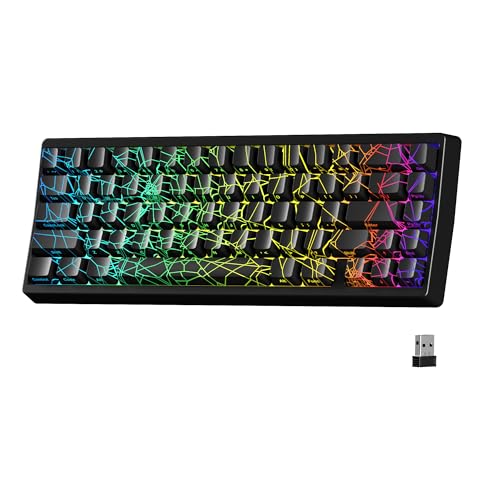 Image of HITIME x XVX M67 60% Percent Keyboard Wireless, QMK /VIA Black Spider Web Gaming Keyboard, Tri-Mode Thocky Creamy Mechanical Key Board, Hot Swappable Gasket Mount RGB IMD Tech for Win /Mac