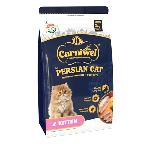 Image of Carniwel Persian Kitten Dry Cat Food with Antarctic Krill | 3X Healthy Skin & Coat | Easy Digestion & Hairball Reduction, 3Kg