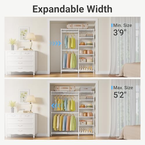 Image of VIPEK X2 Plus Expandable Heavy Duty Clothes Rack, Closet System White