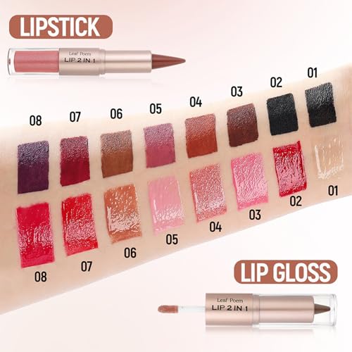 MooGlamor 3 Pcs Lip Liner and Gloss Set 2 in 1 Lipstick with Dual-Ended and Smooth Buildable Lip Gloss for Women Lip Combo Makeup (3 Pcs Glossy #01#02#03)