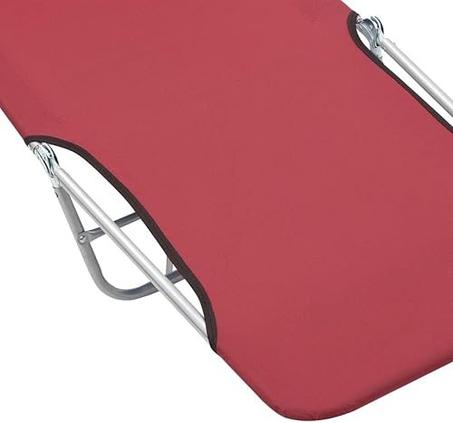 Miniatura 7 de vidaXL 2 tumbonas plegables para acampar al aire libre, jardín, patio, playa, piscina, tumbona relajante, silla de asiento de acero y tela roja