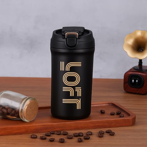 Image of Insulated Coffee Tumbler 600ML - Black | Stainless Steel Vacuum Travel Mug with Lid | Double Wall Leak Proof Thermal Cup for Hot & Cold Drinks | Reusable Office, Home & Car Use