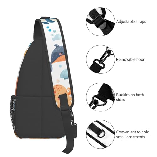 Mochila tipo sling Octopus Whale Starfish para mujer y hombre miniatura 4