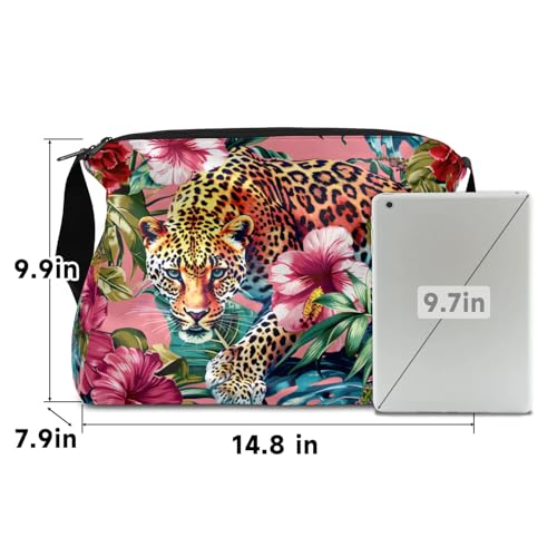 Leather Travel Duffle Bag for Women Men, Leopard Tropical Flower Floral Small Sports Gym Bag Weekender Overnight Bags Underseat Carry on Luggage Bags for Airplanes, Personal Item Travel Bag,B-9154