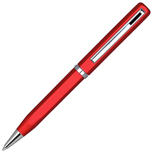 Lanier Red Elica Ballpoint Pen - Black Accents and Shiny Chrome Ring & Parts with Medium Tip 0.7mm Cross Style Refill Lanier Red Elica Ballpoint Pen - Black Accents and Shiny Chrome Ring & Parts with Medium Tip 0.7mm Cross Style Refill
