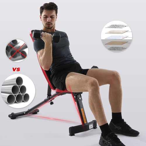 Hantelbank Multifunktion Tranings Fitness Bank klappbar übungsbank verstellbar für Bauch und Bein schrägbank,geprüft und Zertifiziert nach DIN EN 957 – Bild 4