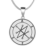 Silver Plated Laser Engraved Demon Sigil of Azazel Stainless Steel Pendant Necklace Well Polished