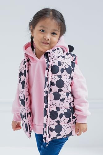 Disney Minnie Mouse Girls Zip Up Vest 2fer Jacket and Pullover Hoodie Toddler to Little Kid2