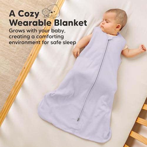 Image of 2-Pack Baby Sleep Sacks, Zipper Wearable Blanket - 100% Organic Cotton 0.5TOG, Soft Lightweight Toddler Sleeping Sack 3-6 months, Easy to Wear Newborn Swaddles Sleepsack (Lilac, S)