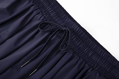 WittyRose 2 in 1 Flowy Pajama Shorts for Women Gym Yoga Running Athletic Workout Spandex Comfy Lounge Sleep Skirts(L, Navy Blue)