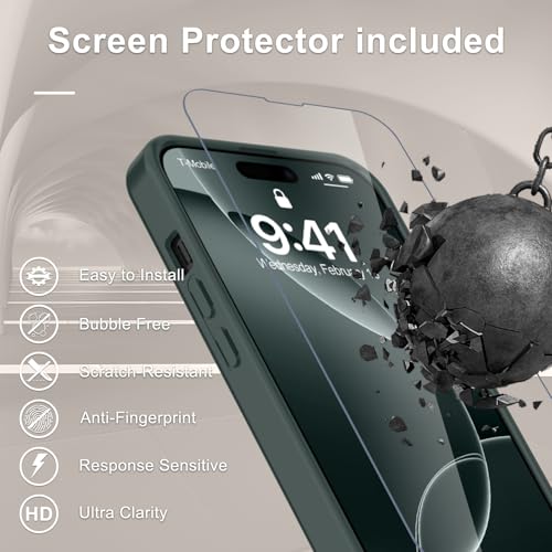 Image of YENAPOON for iPhone 15 Plus Case, iPhone 14 Plus Case, Matte Magnetic Phone Cover with 1 Screen Protector [Support for MagSafe] [Shockproof Military Grade Protection] Translucent Frosted Back, Gray