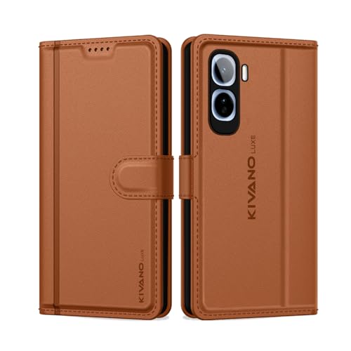 Image of KIVANO LUXE Compatible for Vivo T5 Pro 5G Artisanal Leather Wallet Case with Card Holder for Men Women, Magnetic Flip Folio Cover with Stand RFID Blocking Cell