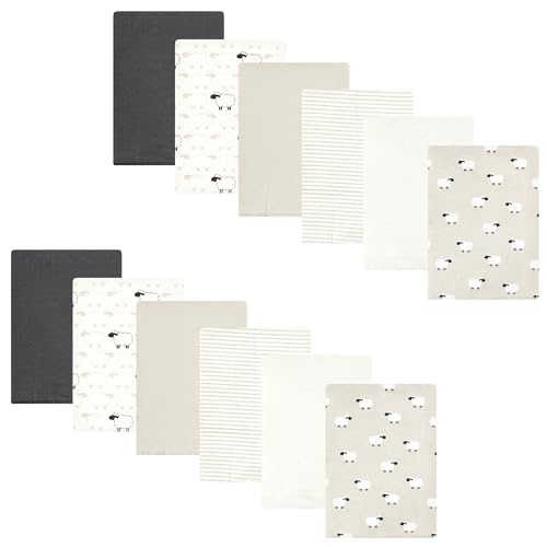 Image of Hudson Baby Unisex Baby Flannel Burp Cloth 12pk, Taupe Sheep, One Size