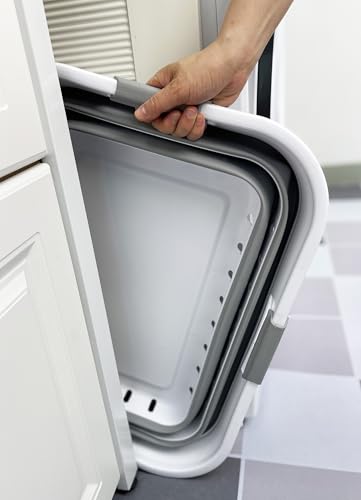 Image of SAMMART 42L (11 gallons) Set of 2 Plastic Foldable Storage Basket /Container - Collapsible, Space Saving and Portable Laundry Hamper, Ideal for Home, Travel, Dorm, and Camping (2, White /Grey)
