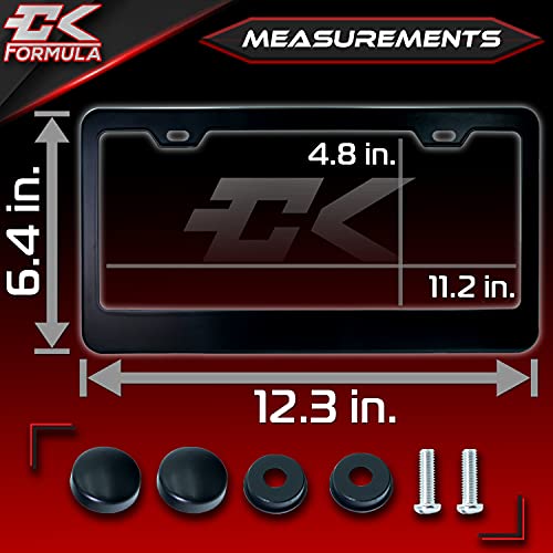Ck Formula Black License Plate Frame, Aluminum Metal, 2 Pre-Drilled Screw Holes With Install Kit, Universal Fit, Car Wash Safe, Weatherproof, 1 Piece #TOP5