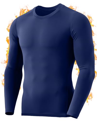 RIKUAOU Men's Thermal Compression Shirts, Long Sleeve Fleece Lined Cold - image 1