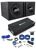 Sundown Audio LCS-12 v.2 D4 Bundle: (2) 12 in 500-Watt RMS Car Subwoofers, RD1000.1 Mono Amplifier, Sub Box Enclosure & Installation Kit, 6-Items