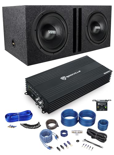 Sundown Audio LCS-12 v.2 D4 Bundle: (2) 12 in 500-Watt RMS Car Subwoofers, RD1000.1 Mono Amplifier, Sub Box Enclosure & Installation Kit, 6-Items
