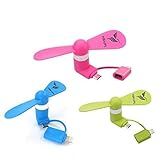 BestYIMU 2-in-1 Mini Fan Portable for iPhone/iPad and Android - Blue/Pink/Green - 3 Piece (Best Gifts)