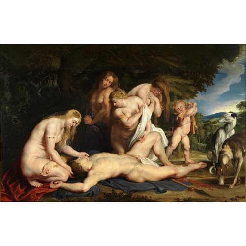Impression haute définition Rubens La mort d'Adonis sur toile de lin