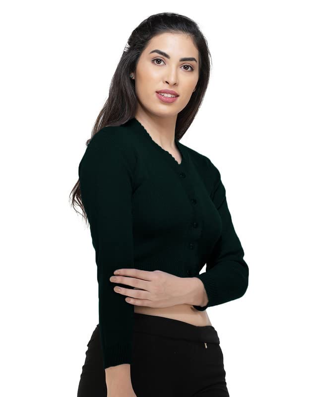 Image of Women Winter Wear V-Neck Full Sleeves Regular Fit Woollen Blouse