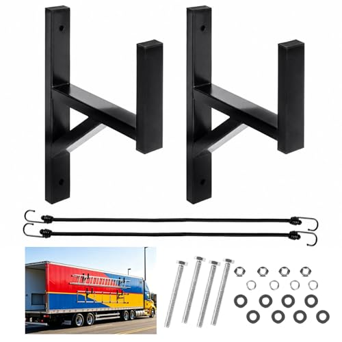 2 Pack Trailer Ladder Rack, Steel Side Mount with Straps, 400 lb Capacity