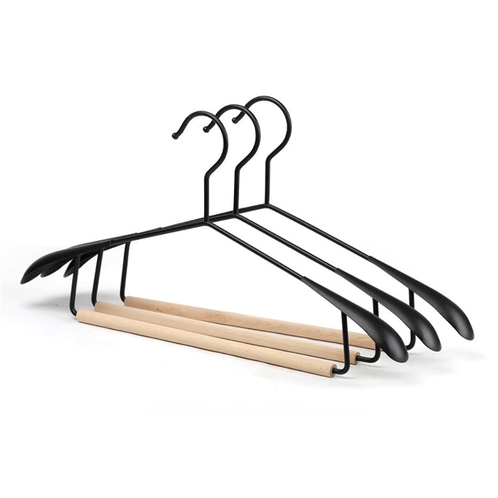 MOBYGKFY Wooden hangers Metal suit hangers Wide shoulders and trousers bar hangers Wardrobes Storage racks