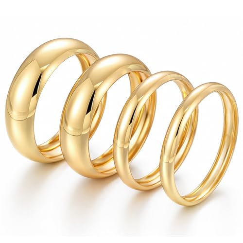 Image of Chunky Gold Bangle Bracelets for Women, Dainty 14k Gold Plated Big Stackable Bangles Set, Trendy Statement Cuff Bracelet Stack Fashion Jewelry Gifts