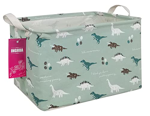 Image of Rectangular Storage Basket Fabric Organizer Bin for Toys,Books,Clothes,Gifts,Pets-Perfect for Home,Office,Nursery,Dorm,Shelf(Rec-dinosaur)