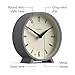 JONES CLOCKS® Venus Desk Clock | Modern Round Design | Gray | Stylish Retro Look for Shelf, Table, Mantel or Bedside