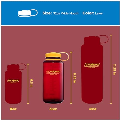 Image of Nalgene 32 oz Wide Mouth Water Bottle | BPA-Free, Durable & Leak Proof, Lightweight Bottle for Hiking & Gym, Work & Travel