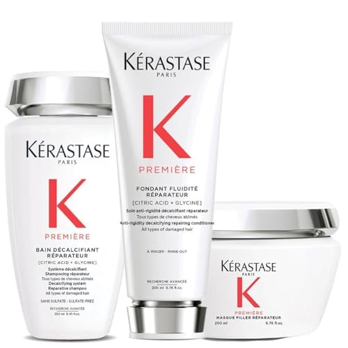 Kerastase PACK Premiere Decalcifying System Reparative Shampoo 250ml, Anti-Rigidity Decalcifying Repairing Conditioner 200ml and Anti-Breakage Reparative Filler Mask 200ml