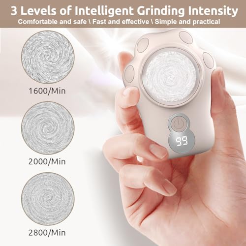Image of HANNEA Electric Foot Callus Remover 3 Speeds USB Rechargeable Feet Scrubber Dead Skin Remover Cute Electric Foot File with 3 Interchangable Grinding Pads Travel