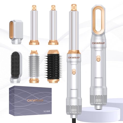 Image of 6 in ONE Blow Dryer Brush,Air Curling Iron Round Brush Blow Dryer 800W,Ionic Hair Dryer Brush for Women, Hot Air Brush Hair Styling Tools 100-120V