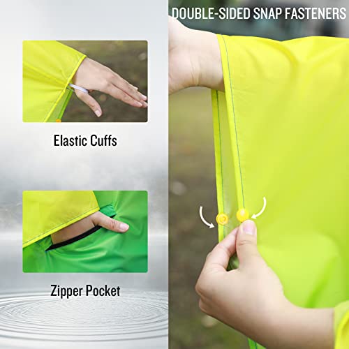 Image of SaphiRose Adult Rain Poncho Waterproof Hooded Zipper Raincoat with Pockets | OEKO-TEX Certified 100% Polyester, Lightweight Packable Storage Pouch, Heat-Sealed Seams, Quick-Dry for Outdoor Hiking