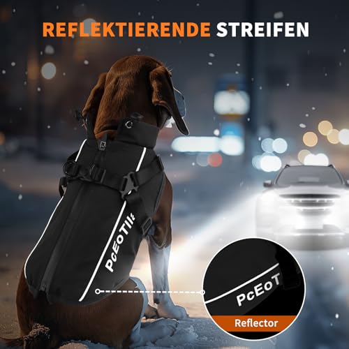 PcEoTllar Wasserdichter Hundemantel für kleine Hunde, warme reflektierende Jacke mit Geschirr für den Winter, Ski-Kostüm, Baumwolle, Hundepullover