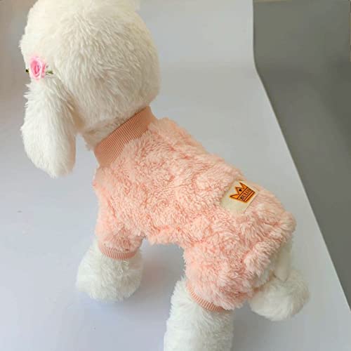 Chezabbey Pets Dog Costume Plush Dog Pajamas For Cold Weather 4 Legged Clothes For Dog Cat Stretchy Puppy Kitten Onesie With Buttons Warm Soft Pet Jumpsuit Winter Coat #TOP1