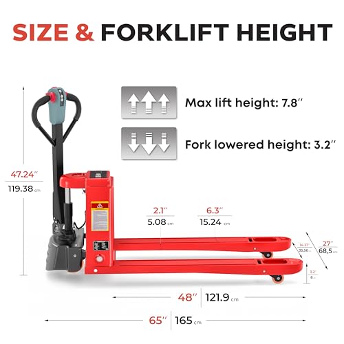Image of Full Electric Forklift Walkie Pallet Stacker 3300 Lb Capacity 118 Inch Lifting Height and Full Electric Power Pallet Jack 4400 Lb Capacity 48 inch L x 27 inch W Fork Size