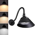LEONLITE 3CCT LED Dusk to Dawn Gooseneck Barn Light Outdoor, 42W Gooseneck Sign Light Fixture, 20 Inch Long Extension Arm, 120-277V Black Exterior Wall Sconce for Store, Restaurant, IP65, ETL Listed