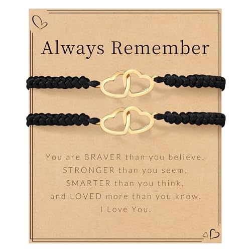Matching Bracelets for Friends Friendship Bracelets for Women String Bracelets Daughter Valentines Gifts Birthday Gifts for Teacher Black＆Black Heart&Heart