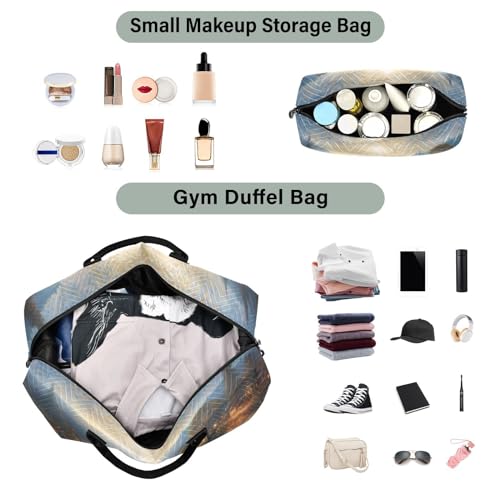 Large Travel Duffel Bag, Night Painting Sports Tote Gym Bag, Shoulder Weekender Overnight Bag for Women Men, Carry On Luggage with Toiletry Bags4