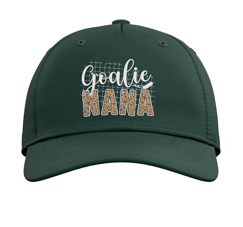 Ice Hockey Goalie Nana of A Hockey Keeper Nana Leopard Adjustable Printed Baseball Hat, Dark Green