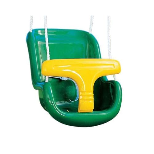Children Deluxe High Back baby swing seat perfect for Garden swings and Climbing Frames (Green with Green T-Bar)