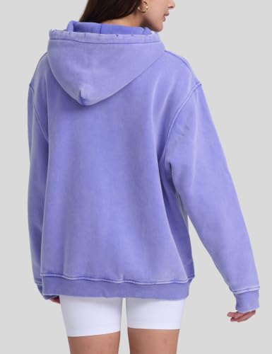 Image of FAIABLE Womens Oversized Acid Wash Hoodie Unisex Heavyweight Fleece Cotton Hoodies Vintage Washed Sweatshirt for Women