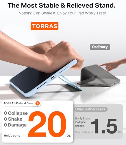 Image of TORRAS Ostand K1 Guardian for iPad Air 11 inch Case M4 /M3 /M2 (2026 /2025 /2024), Ultra Stable Stand, Multiple Adjustable Viewing Angles, Slim Protective Kickstand Cover with Pencil Holder, Blue