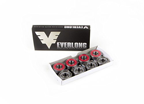 everlong Precision Skateboard Bearings, Pro Longboard Bearings, 608RS (Pack of 8)