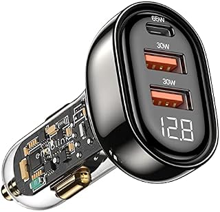 125 W Car Charger, Fast Charging USB-C Car Phone Charger, USB Car Charger 3-Ports PD 65 W PPS 30 W QC 3.0 Cigarette Lighter Adapter, for iPhone 13 Pro Max Samsung Galaxy S20 Note 20 iPad